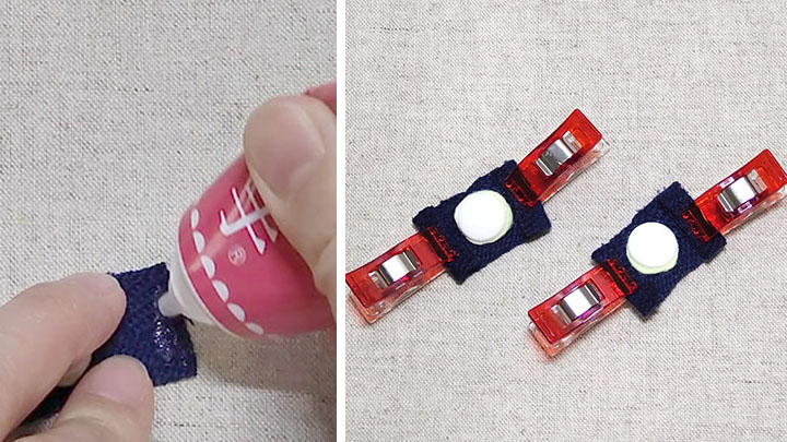 テープ両端を折ってとめる