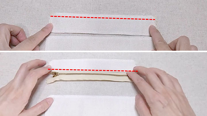 ファスナー上布縫い合わせ