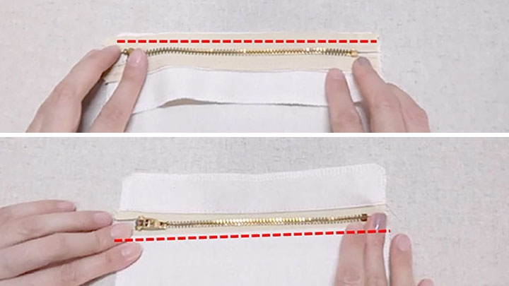 ファスナー下布縫い合わせ