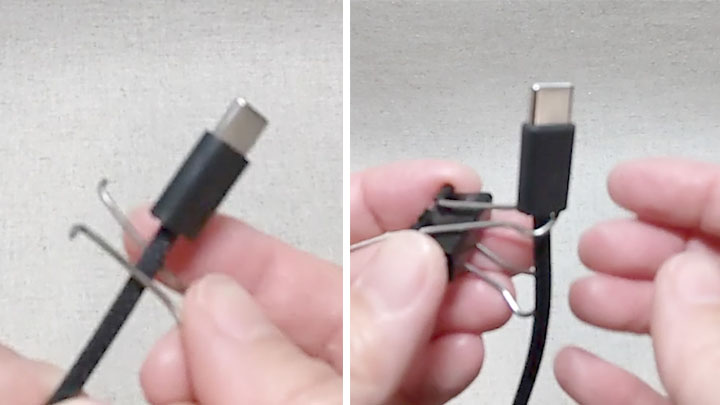 ケーブルを通してから戻す