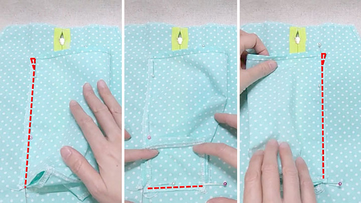 アタッチメントポケット縫い合わせ