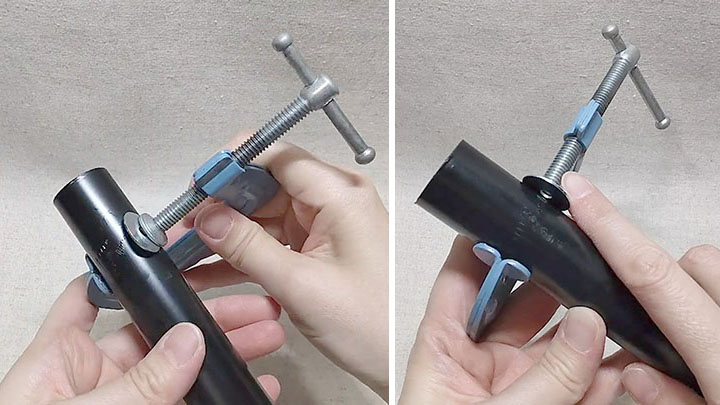 クランプで固定