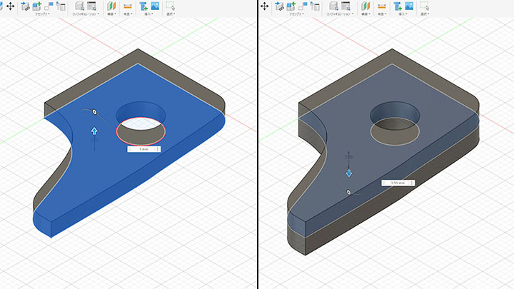 下絵の両側に押し出し