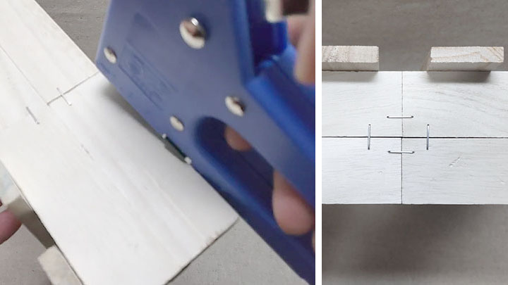 木片同士もタッカー打ち込み