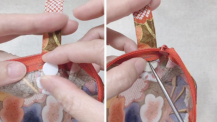 スナップ取り付け用穴あけ